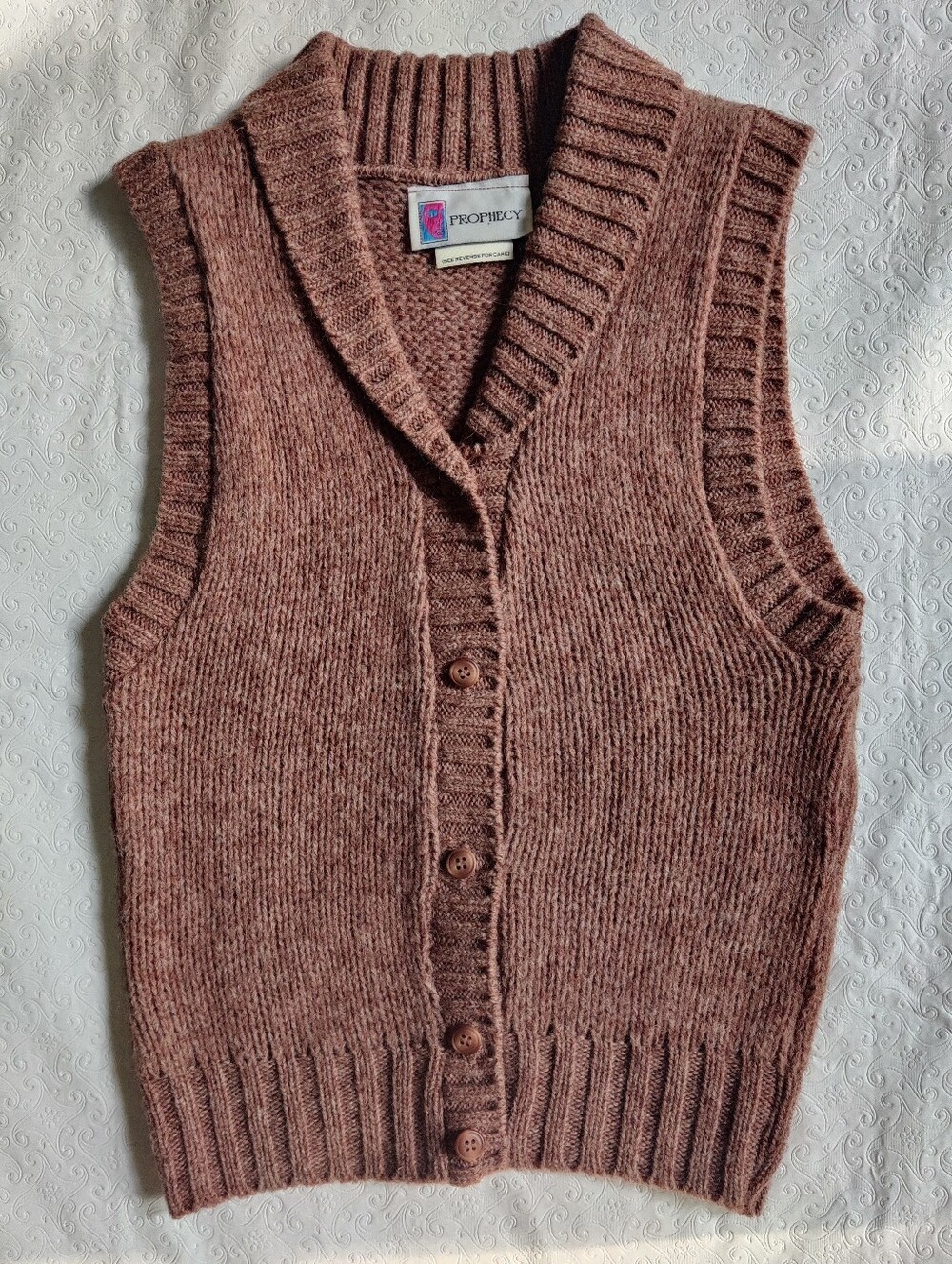 Vintage 1980's Women’s Knit 100% Wool Sweater Vest Grannycore Cottagecore Cozy